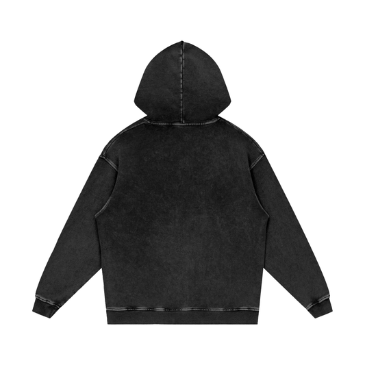 Black Laby OG Logo Snow Washed Loose Cotton Hoodie
