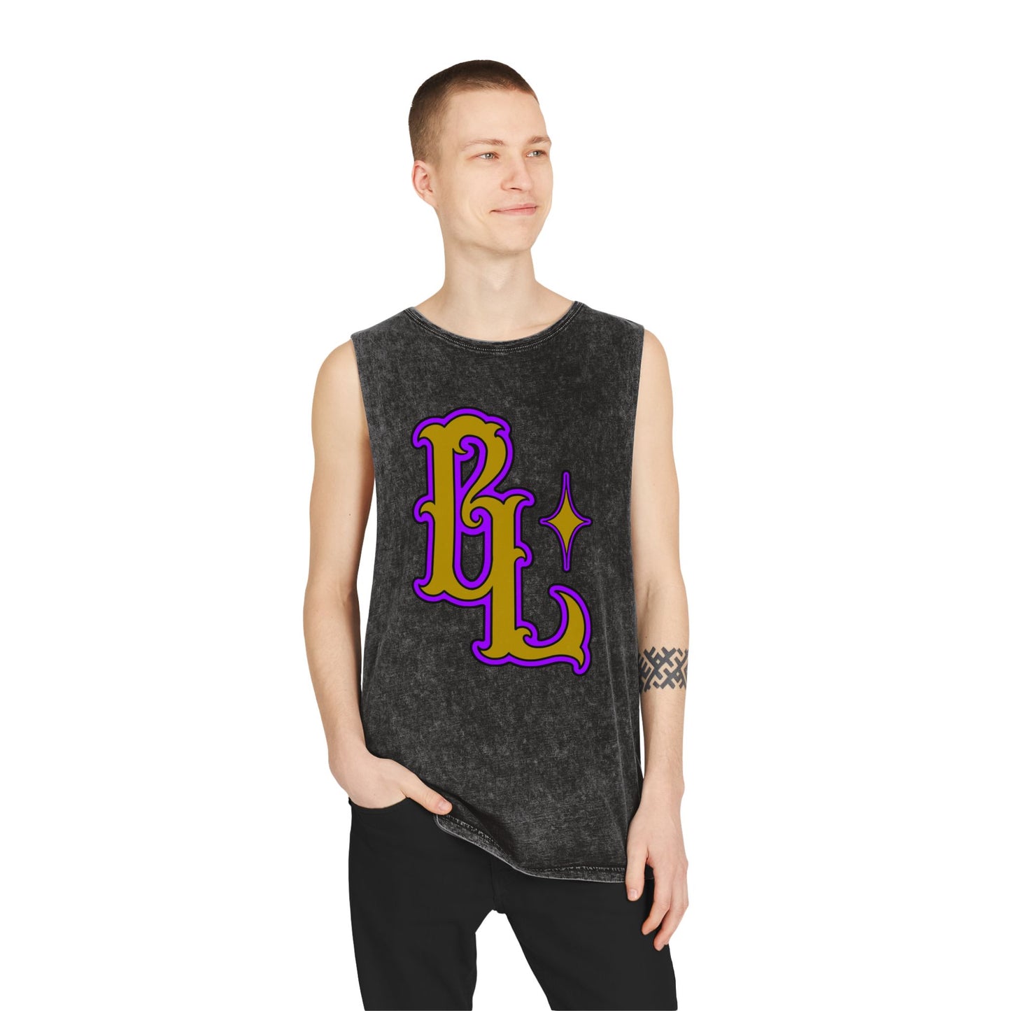 Stonewash Tank Top — Purple 'BL' Electric Wizard Muscle Tee