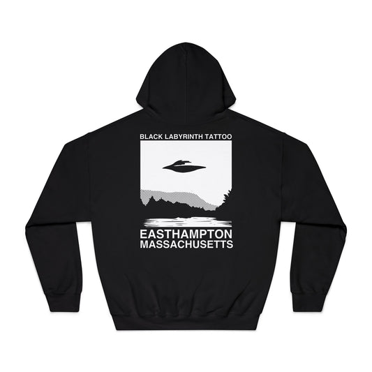 Black Labyrinth Tattoo Hoodie – Easthampton Massachusetts UFO Design