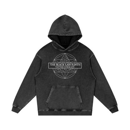 Black Laby OG Logo Snow Washed Loose Cotton Hoodie