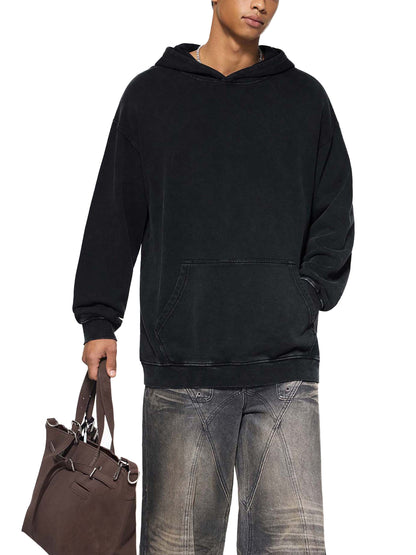 Black Laby OG Logo Snow Washed Loose Cotton Hoodie